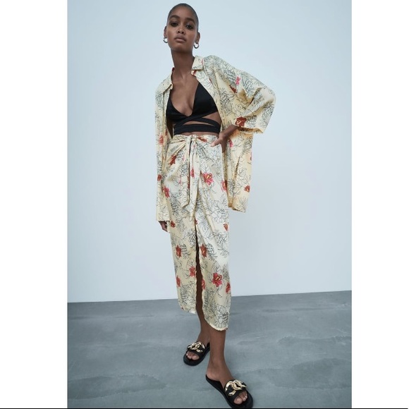 NWT Zara 2-Piece Printed Shirt & Knotted Skirt Set - Picture 15 of 16